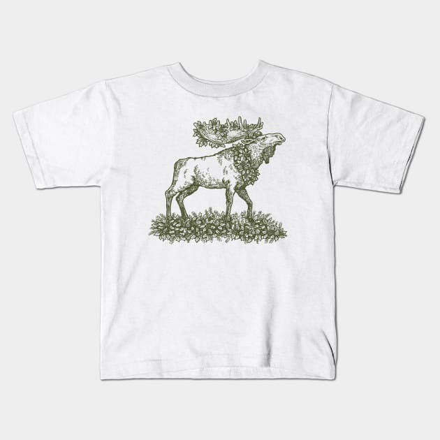 Winter Moose Kids T-Shirt by calebfaires